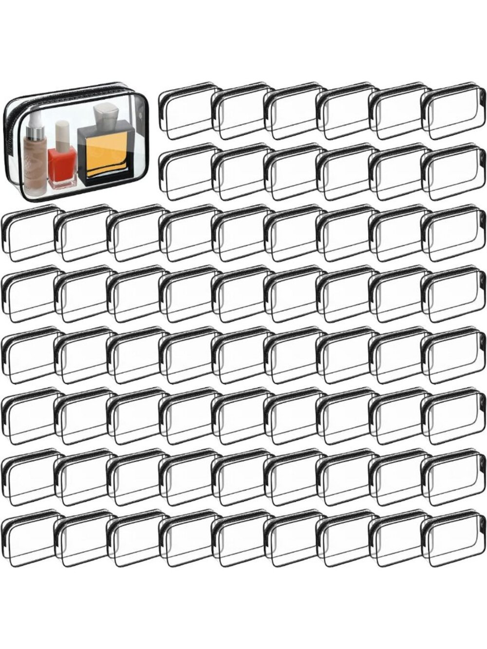 100 Pcs Clear Makeup Bags Bulk, Toiletry Bag,Black